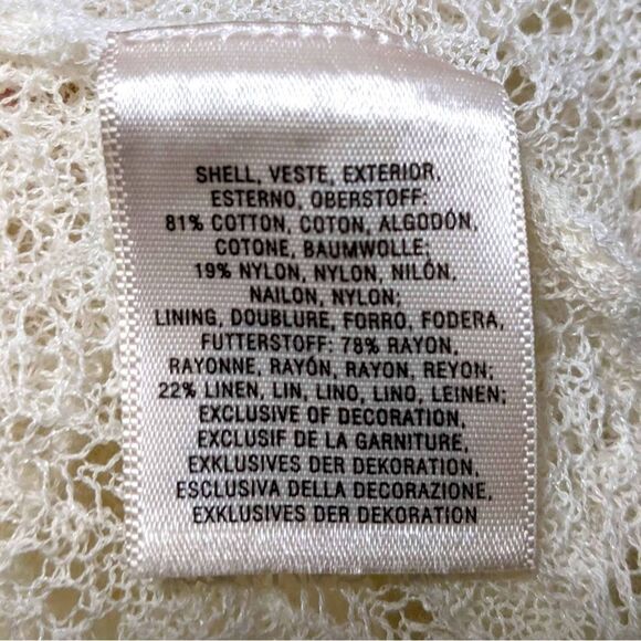 Anthropologie KNITTED & KNOTTED Cille Beaded Lace Top Ivory Blouse S - Picture 10 of 11